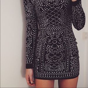 Sequins embellished long sleeve dress